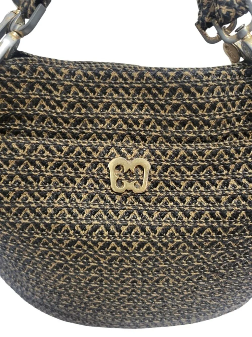 Eric Javits Woven Raffia Shoulder Bag Tote Double Handle Organizer